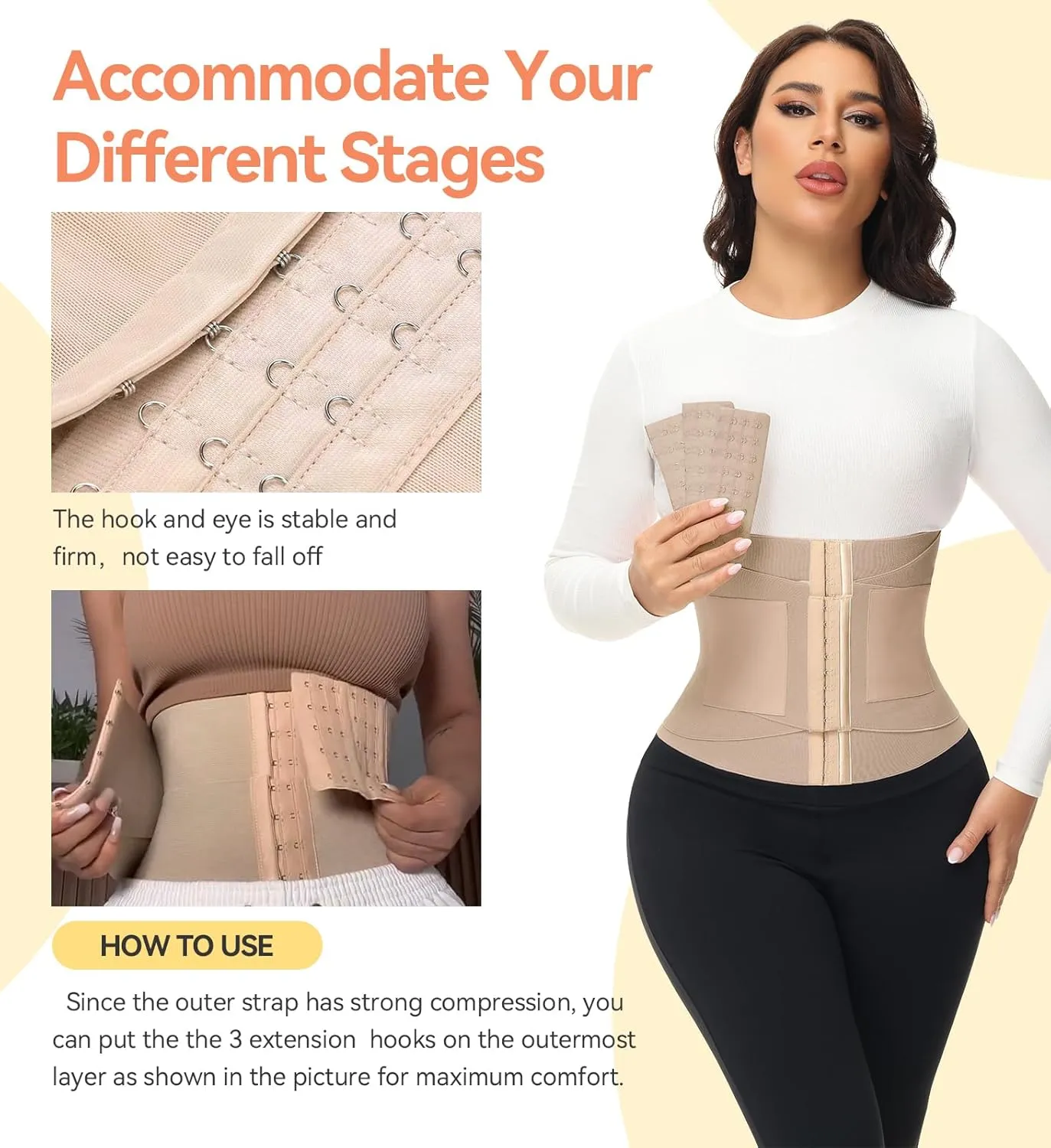 SHAPSHE Waist Trainer For Women Tummy Control Workout Waist Cincher Segmented Triple Wrap Belt Postpartum Girdle with Hooks