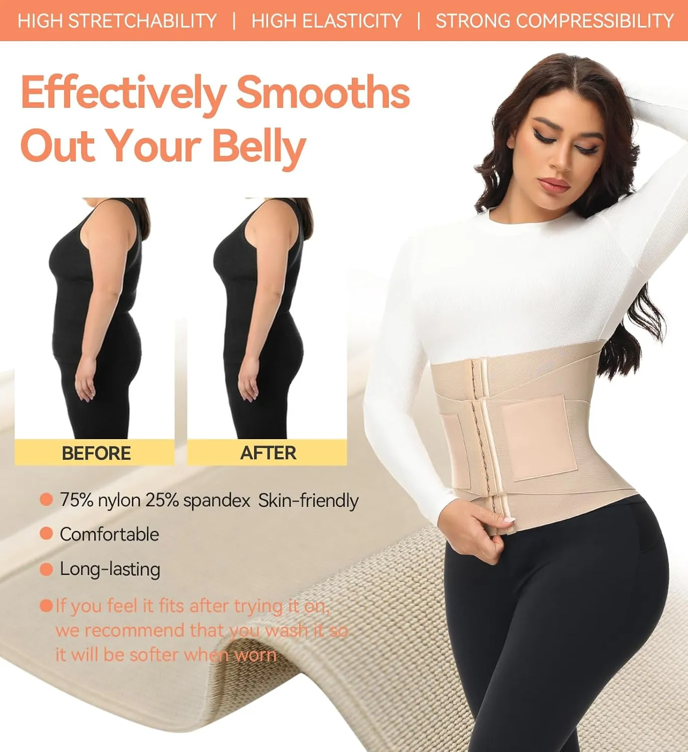 SHAPSHE Waist Trainer For Women Tummy Control Workout Waist Cincher Segmented Triple Wrap Belt Postpartum Girdle with Hooks