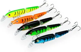 SHINsuke 5 Pcs Bionic Swimming Multi Jointed Fishing Lure - 4" Swimbaits Slow Sinking Minnow Lures - Suitable for All Kinds of Fish Freshwater Saltwater - Fishing Baits Kit for Bass Carppie Trout