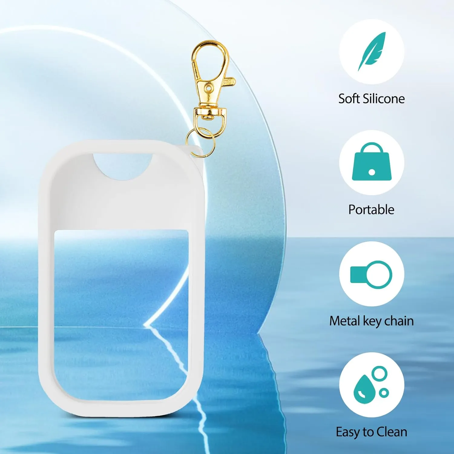 Silicone Case Compatible with Touchland Hand Sanitizer Spray, Protective Case with Keychain for Power Mist and Glow Mist 1 fl oz, Hand Sanitizer Spray Accessory (White, 1 Pack)