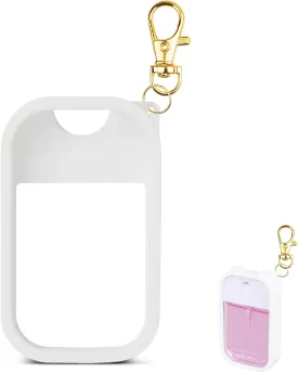 Silicone Case Compatible with Touchland Hand Sanitizer Spray, Protective Case with Keychain for Power Mist and Glow Mist 1 fl oz, Hand Sanitizer Spray Accessory (White, 1 Pack)
