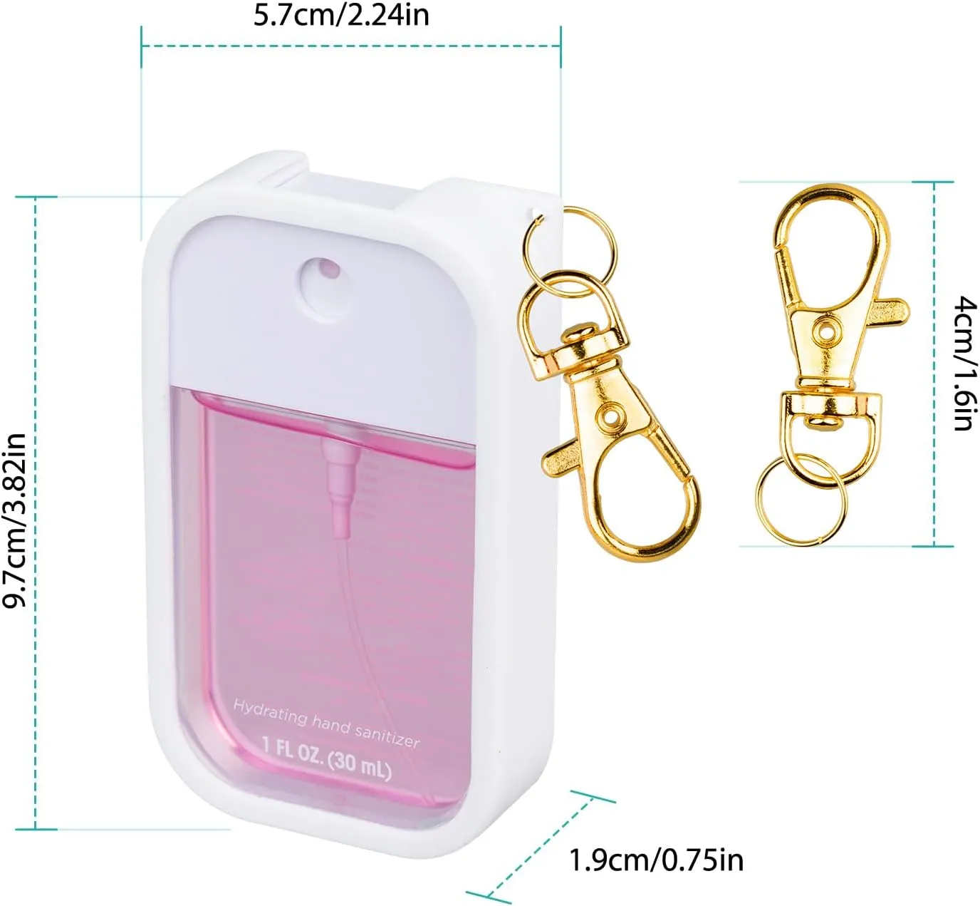 Silicone Case Compatible with Touchland Hand Sanitizer Spray, Protective Case with Keychain for Power Mist and Glow Mist 1 fl oz, Hand Sanitizer Spray Accessory (White, 1 Pack)