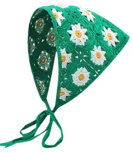 Solyinne Women's Crochet Head Kerchief Knitted Hair Scarf Headwrap for Women Girls Floral Fruits Headband
