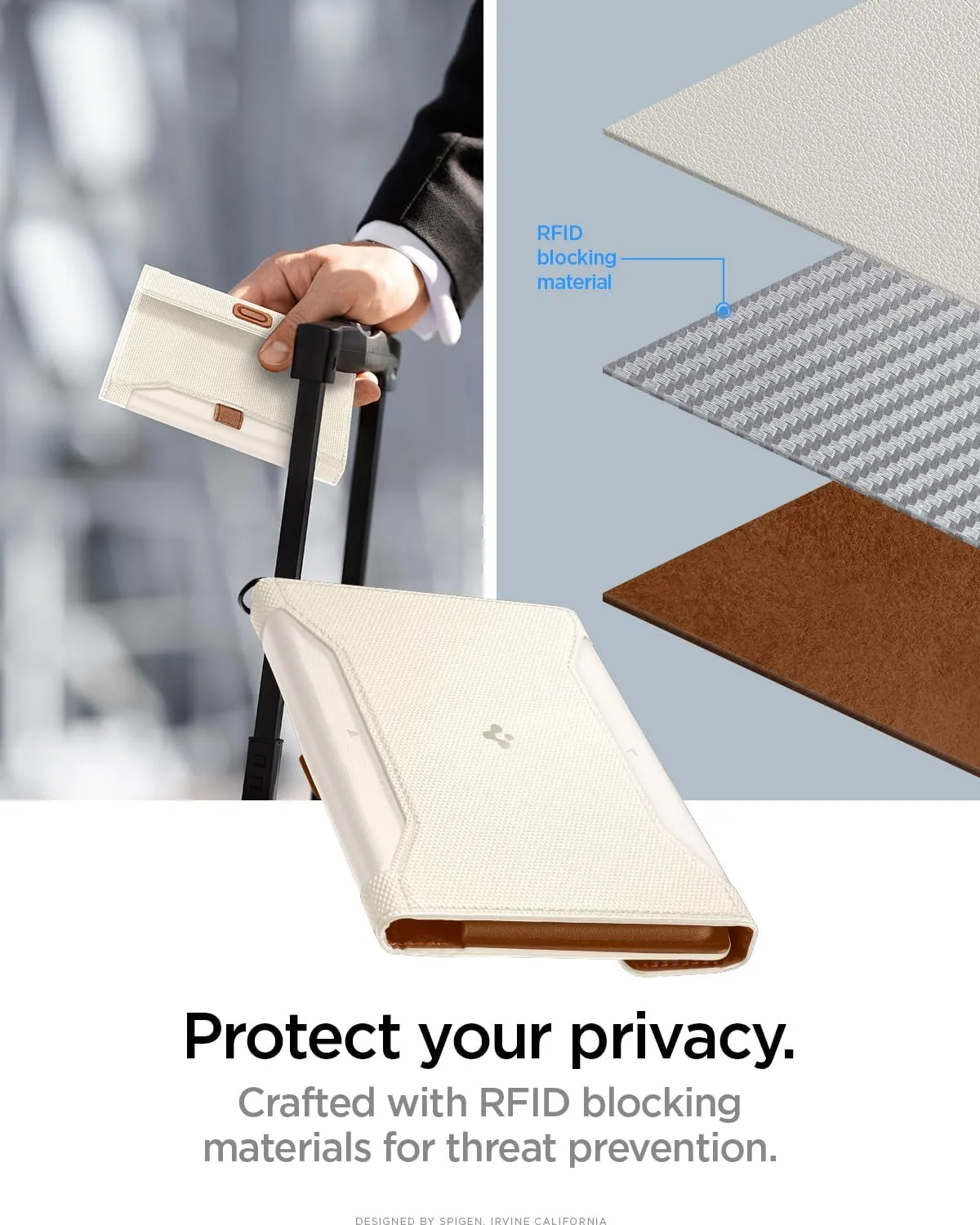 Spigen Life Passport Card Cover Holder Wallet Travel Documents Organizer Protector Accessories with RFID Blocking Technology SIM Card Pin Included