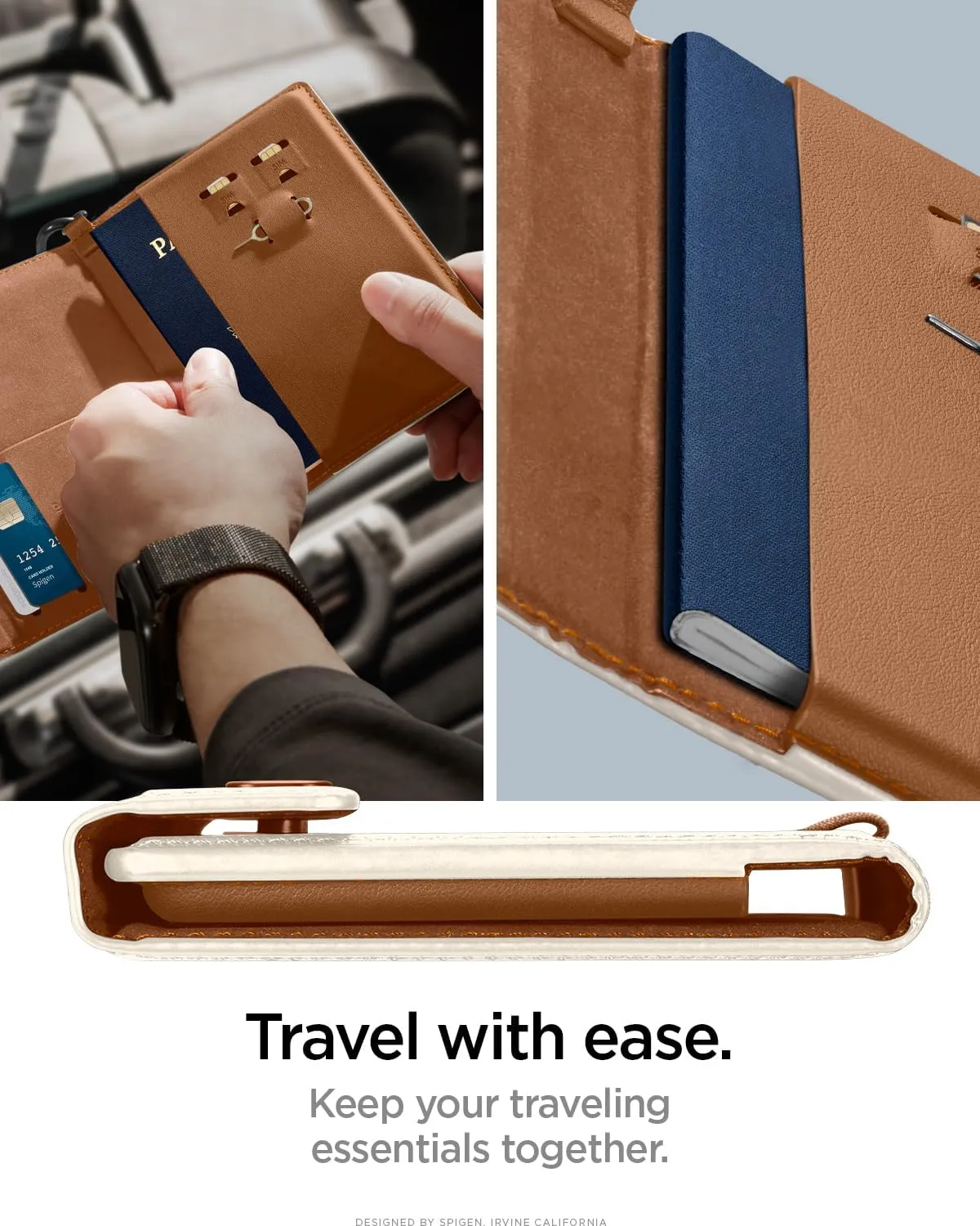 Spigen Life Passport Card Cover Holder Wallet Travel Documents Organizer Protector Accessories with RFID Blocking Technology SIM Card Pin Included