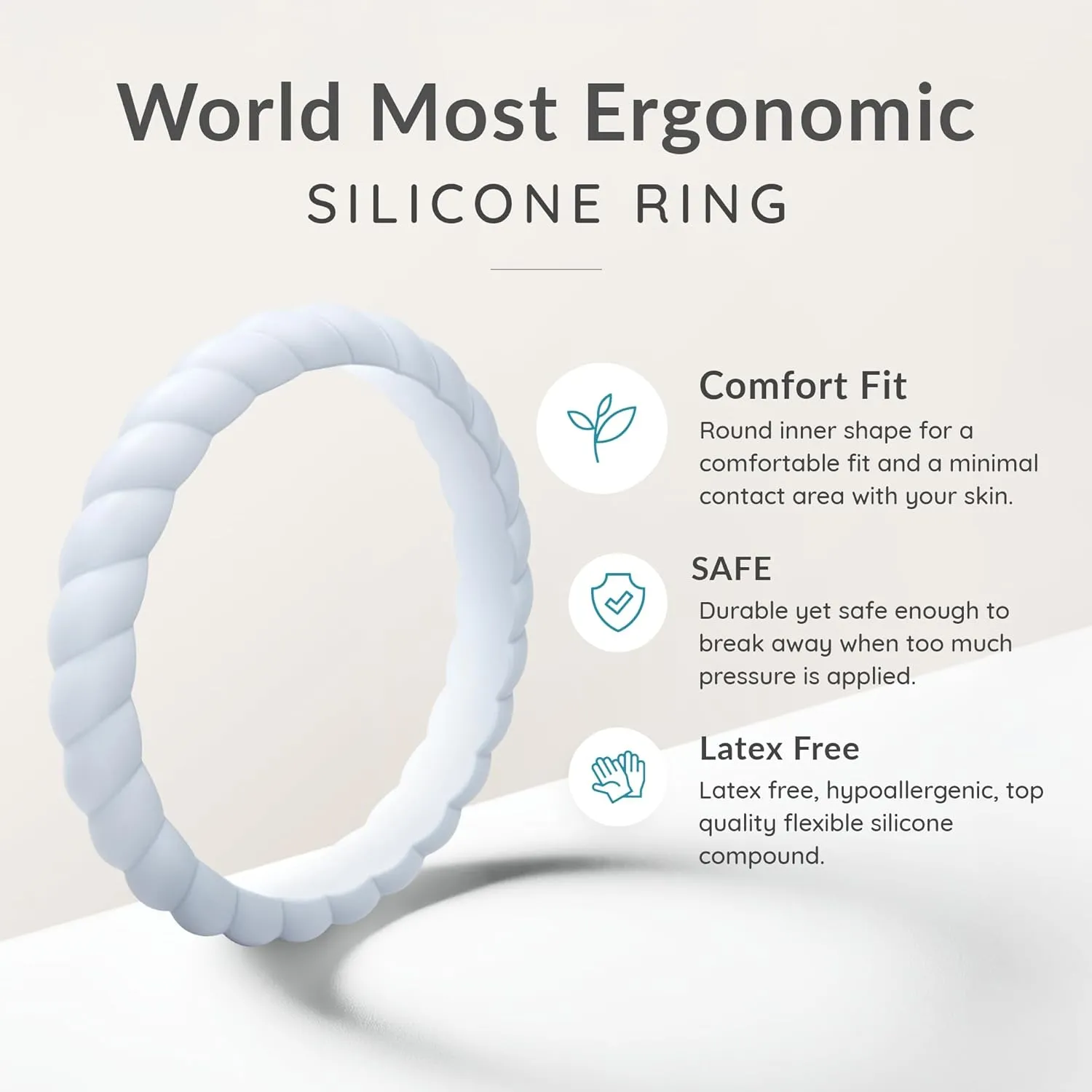 ThunderFit Thin Braided Silicone Wedding Bands for Women, Rubber Engagement Rings 3.5mm Wide 2mm Thick - 1/4/8/10/12/16 Variety Multipack
