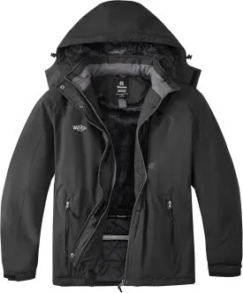 wantdo Women's Plus Size Waterproof Ski Jacket Winter Windproof Snow Mountain Warm Hooded Coat