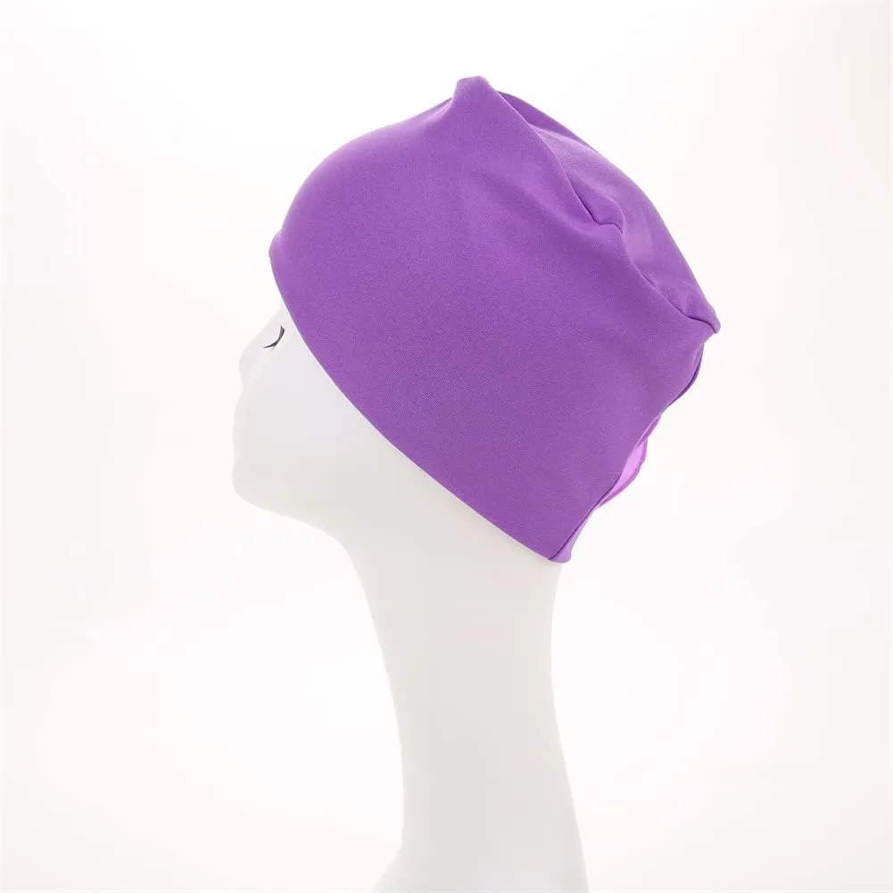YYAOJHAO Chemo Turban Hats for Women - Elastic Flower Beanie Headwrap Caps Solid Color Grate for Cancer Hair Cover