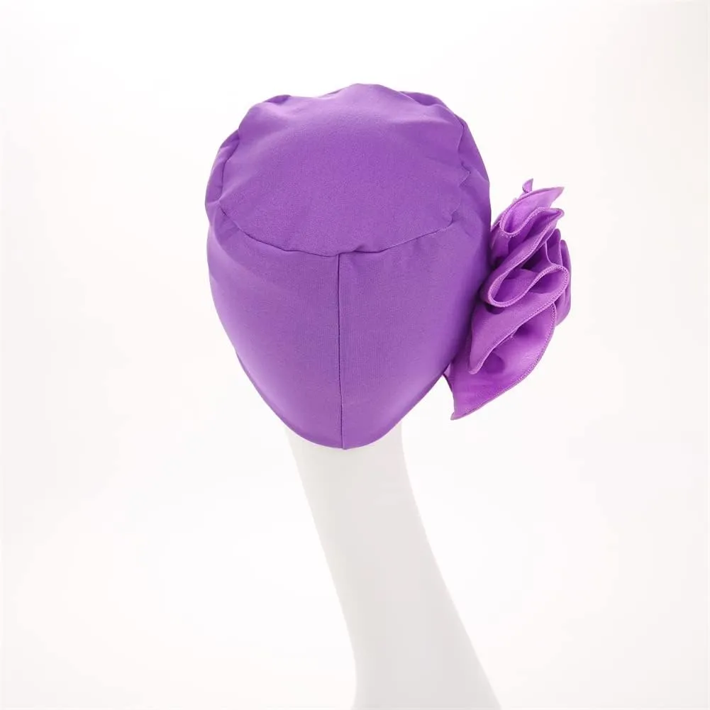 YYAOJHAO Chemo Turban Hats for Women - Elastic Flower Beanie Headwrap Caps Solid Color Grate for Cancer Hair Cover