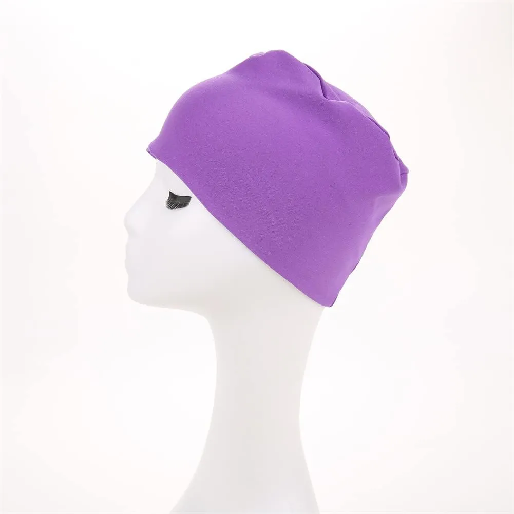 YYAOJHAO Chemo Turban Hats for Women - Elastic Flower Beanie Headwrap Caps Solid Color Grate for Cancer Hair Cover